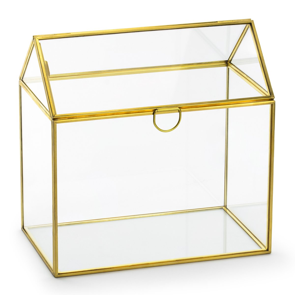 PartyDeco Sieradenbox/juwelenkistje - goud - glas - Sieradendoos - Juwelendoos 13 x 21 cm