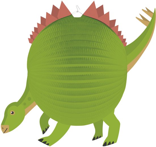 Groene dinosauruslampion met rode stekels op de rug en een staart.