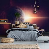 Fotobehang - Vlies Behang - Planeet Aarde vanuit de Ruimte - Heelal - Space - Universum - Cosmos - 368 x 254 cm