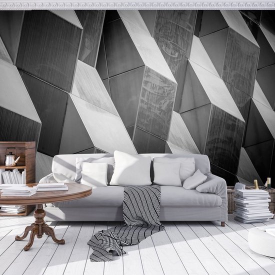 Fotobehang - Vlies Behang - Moderne 3D Muur - Geometrie - 368 x 254 cm