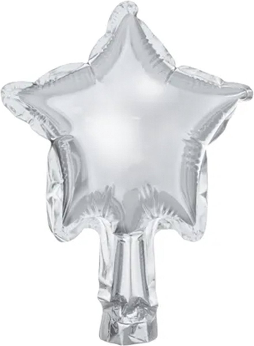 Partydeco - Folieballon Sterren Zilver 12 cm (25 stuks)
