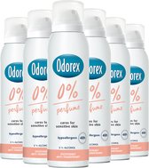 Odorex 0% Parfum Anti-Transpirant Deodorant Spray - 6x 150ml - Voordeelverpakking