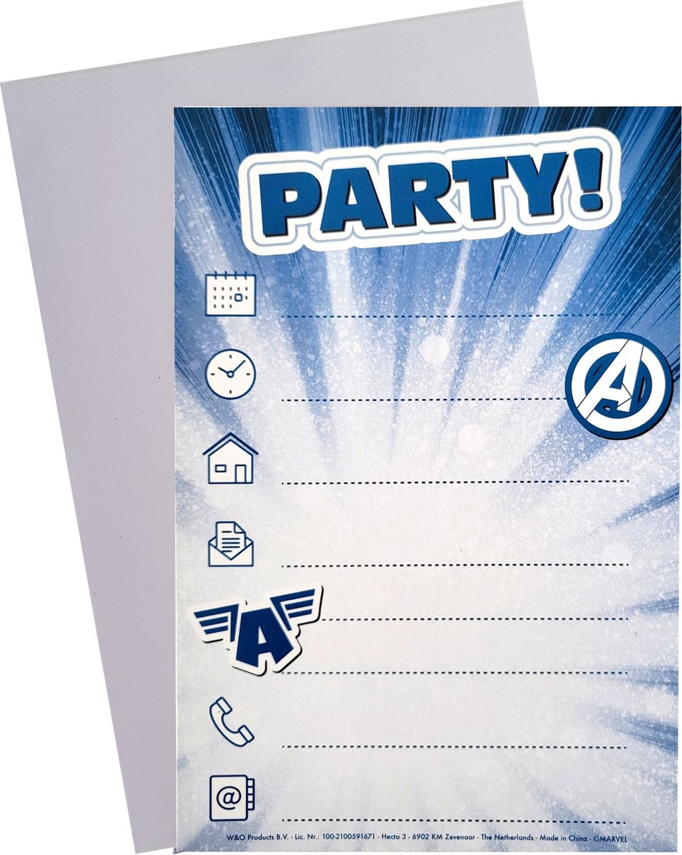 6 Cartes d'invitation + enveloppes Avengers L'ère d'Ultron™ : Deguise-toi,  achat de