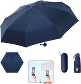 TDR--Opvouwbare Paraplu -Windproof-Zonbescherming Anti-Uv UPF50 + met gratis Reisetui-marineblauw
