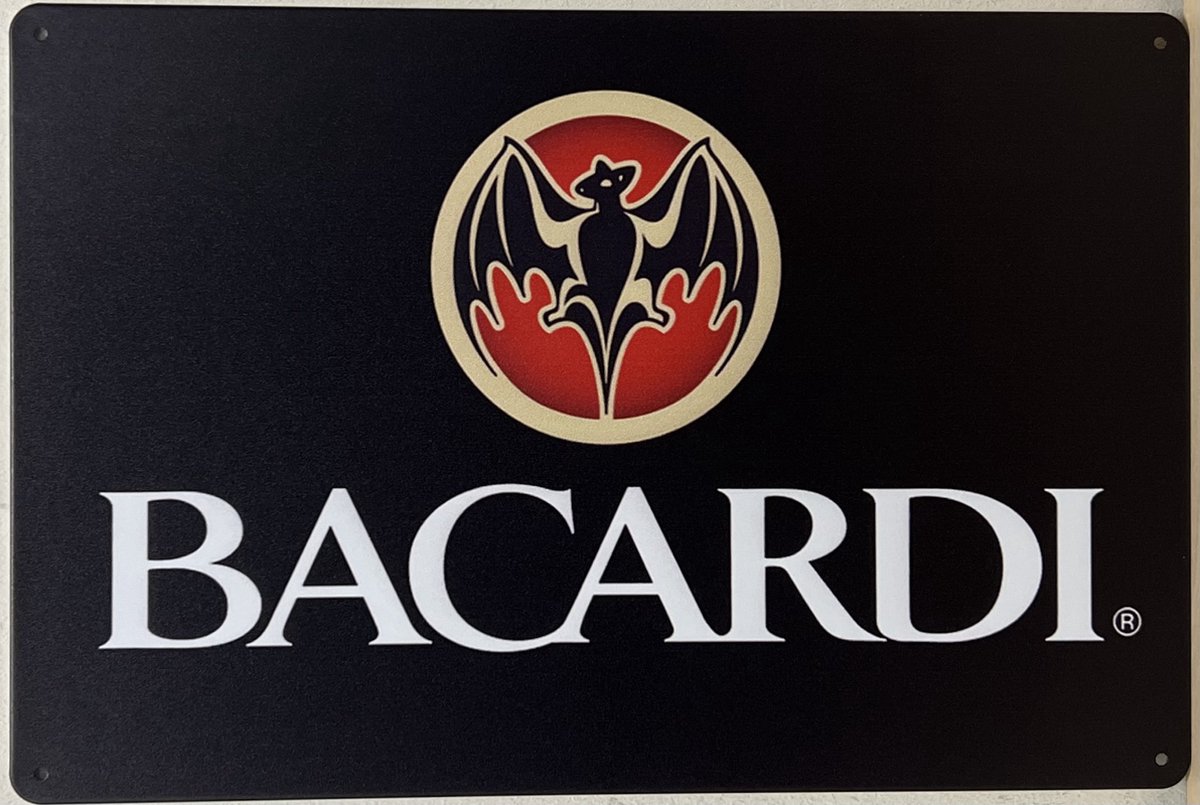 Bacardi logo horizontaal Reclamebord van metaal METALEN-WANDBORD - MUURPLAAT - VINTAGE - RETRO - HORECA- BORD-WANDDECORATIE -TEKSTBORD - DECORATIEBORD - RECLAMEPLAAT - WANDPLAAT - NOSTALGIE -CAFE- BAR -MANCAVE- KROEG- MAN CAVE