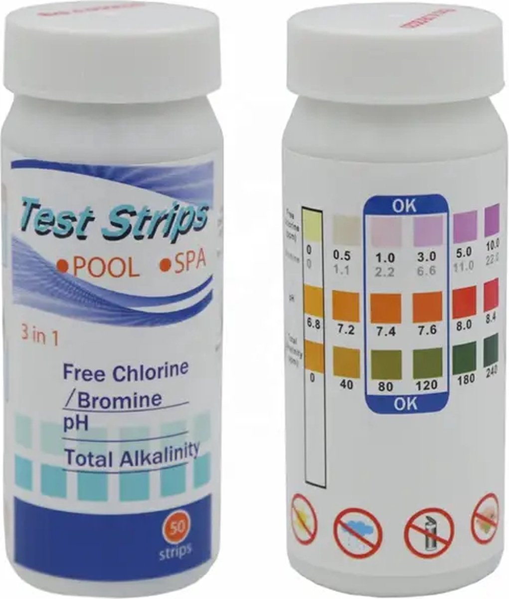Zwembad en Jacuzzi test strips 3 in 1 100 pc PH waarde en chloor Pool Chloor