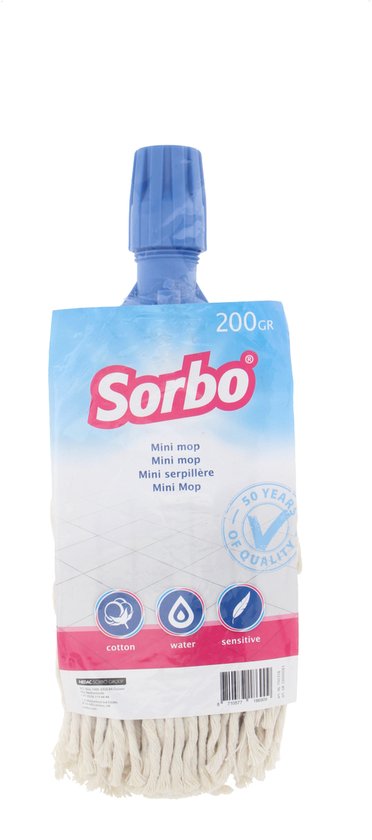 Sorbo Vloermop - 180 gram - Katoen - Blauwe sluiting