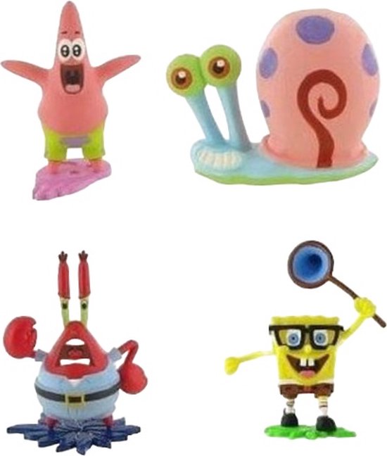 Spongebob Squarepants - Spongebob - 4 figuurtjes - Comansi - Patrick - Mr. Krab en slak