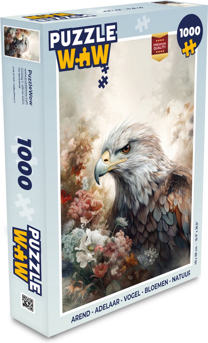 Puzzel Arend - Adelaar - Vogel - Bloemen - Natuur - Legpuzzel - Puzzel 1000 stukjes volwassenen