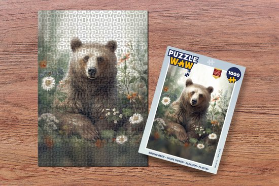 Puzzle Ours brun - Animaux sauvages - Fleurs - Plantes - Puzzle - Puzzle 1000 pièces adultes