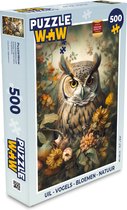 Puzzel Uil - Vogels - Bloemen - Natuur - Legpuzzel - Puzzel 500 stukjes