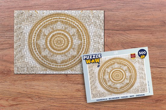 Puzzle Mandala - Fleurs - Or - Wit - Design - Puzzle - Puzzle 500 pièces