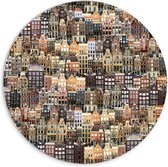 PVC Schuimplaat Muurcirkel - Patroon van de Amsterdamse Grachtenpanden - 70x70 cm Foto op Muurcirkel (met ophangsysteem)