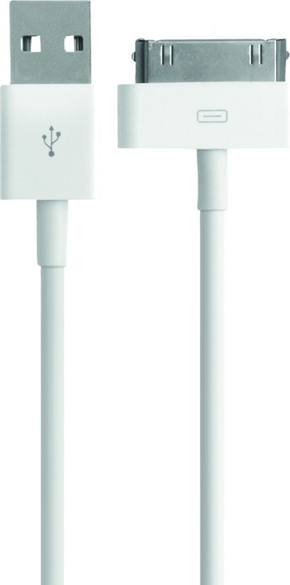 Mobiparts Apple 30 Pin to USB Kabel 2.4A 1m - Wit - Mobiparts
