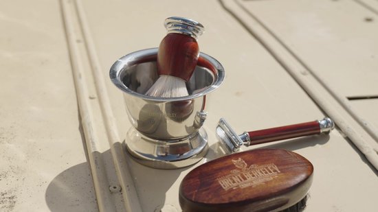 Brent Berkeley® Safety Razor Scheerset - Professioneel Veiligheidsscheermes / Krabbertje met Scheerkom, Scheerkwast & Double Edge Blades