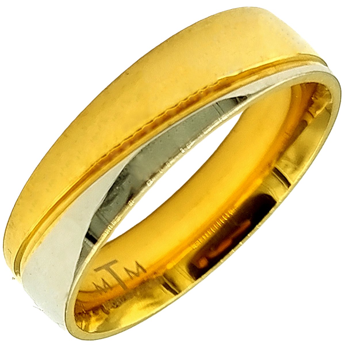 Tesoro Mio Michel – Verlovingsring / Trouwring - Edelstaal - Bicolor Kleuren Goud & Zilver - 21 mm / Maat 66
