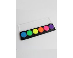 KIMU® Professioneel Neon UV Schmink Palet Blacklight 6 X 10 Gr. - Fluor Schminkpalet Facepaint Fluoriserend Fluo Halloween