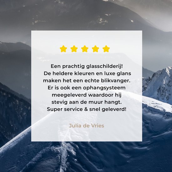 Peinture sur verre - Berg - Paysage - Neige - Hiver - Ski - Plaque de Verres - Peinture sur verre - 60x40 cm - Photo sur verre - Décoration murale