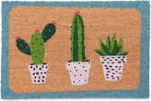 Relaxdays Paillasson noix de coco - 40x60 cm - tapis de noix de coco - cactus et plantes succulentes - tapis de pied antidérapant