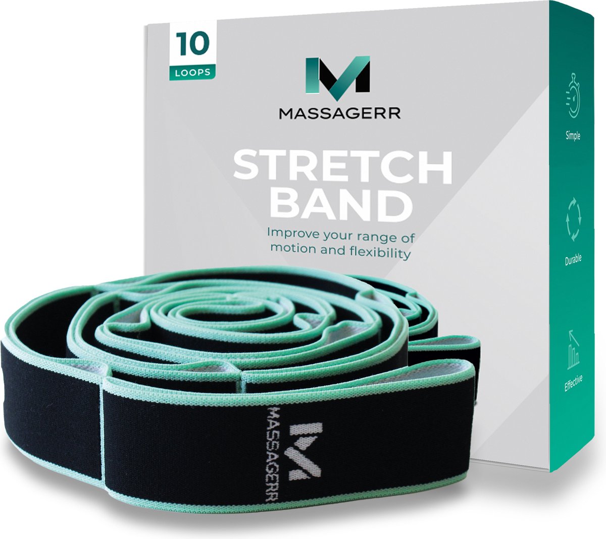 Massagerr® Stretch Band – Elastische Band voor Stretching – Weerstandsband – Yoga – Resistance - Fitness Elastiek - Flexibiliteit en Mobiliteit – Spierlengtetraining