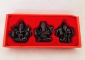 Set van 3 stuks Ganesha (ook wel Ganesh of Ganapati Tantra) 5x4.5x2.5cm Donker rood bruin