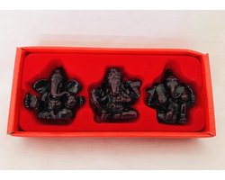 Set van 3 stuks Ganesha (ook wel Ganesh of Ganapati Tantra) 5x4.5x2.5cm Donker rood bruin