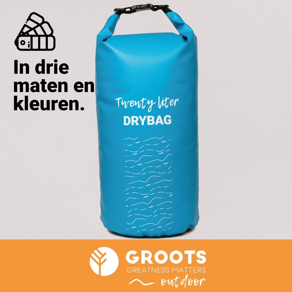 Groots 20L Drybag Blauw - Waterdichte Tas & Waterdichte Sporttas in één - Duurzaam PVC voor Zwemmen, Raften en Outdoor Avonturen