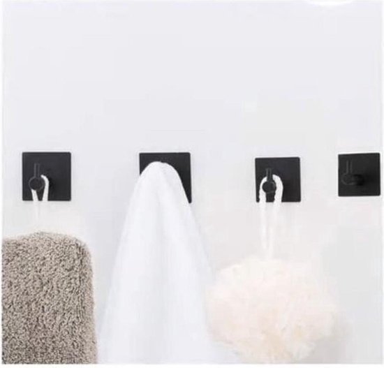 Crochets porte-serviettes - Autocollants - Zwart - Design de Luxe - Multifonctionnel - Crochets muraux