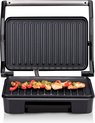 alpina Contactgrill - 750W - Tosti Apparaat - Panini Grill - Anti-Aanbaklaag - Indicatielampje - Verwijderbare Lekbak - Grillplaat 23 x 14,5 CM - Zilver/Zwart