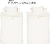 HOOMstyle Voordeelset Dekbedovertrek Percale Katoen - 140x200/240 cm - Eenpersoons - Effen - Set van 2 stuks - Off White