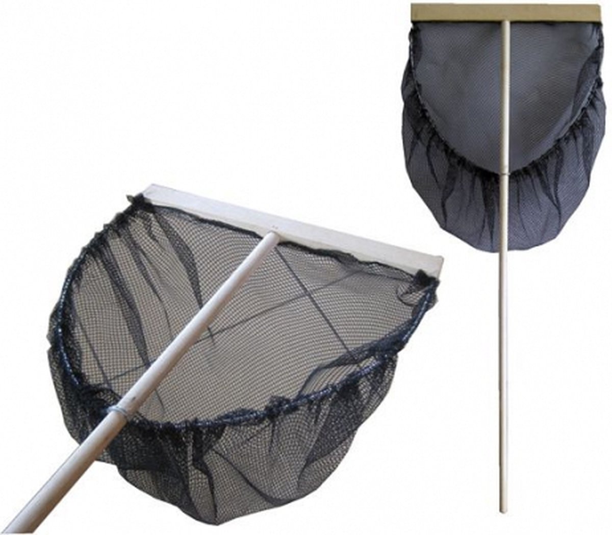 Garnalennet visnet - zwart - fijnmazig - 40 x 25 cm - lengte steel 113 cm