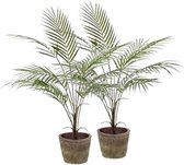 2x Groene kunst palmboom 70 cm in pot - Kunstplanten