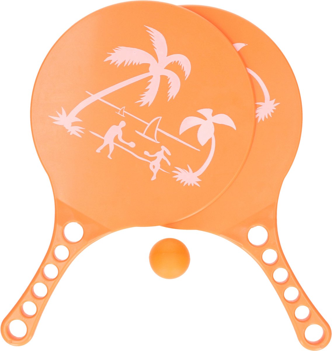 Gebro beachball set - oranje - kunststof - strandspelletje - tennis