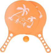 Kunststof beachball set oranjeï¿½- Strand balletjes - Rackets/batjes en bal - Tennis ballenspel