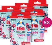 WC Eend Fresh Discs First Kiss Flowers navullingen - Limited Edition Geur - Toiletblokken - 5 x 72 ml - 60 Fresh Discs