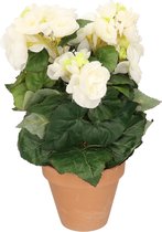 Kunstplanten Begonia in pot wit 30 cm - Nepplanten / kunstplanten met witte bloemen