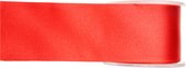 1x Hobby/decoratie rode satijnen sierlinten 2,5 cm/25 mm x 25 meter - Cadeaulint satijnlint/ribbon - Striklint linten rood