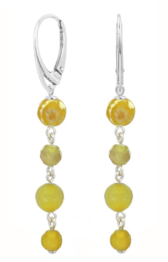 ARLIZI 2238 Boucles d'oreilles perles d'agate de feu jaune - argent massif - 6 cm