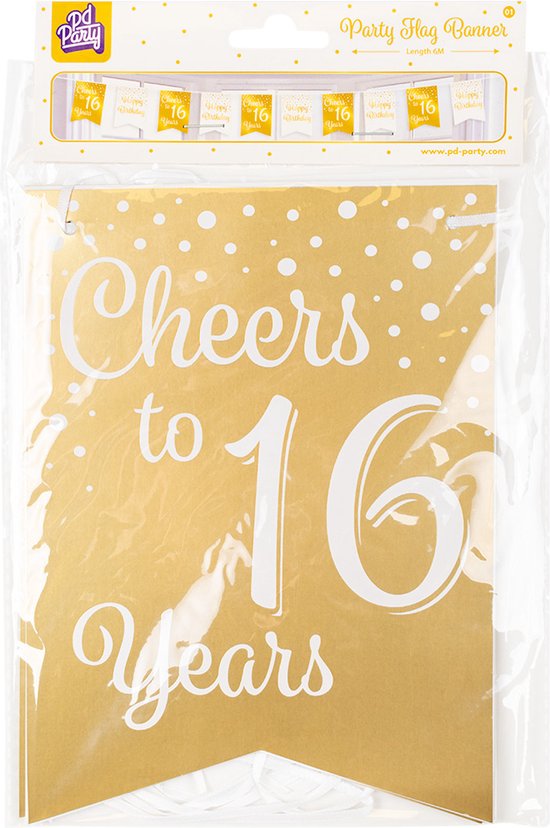 Paper Dreams Bunting Hb-16 Ans 6 Mètres Carton Or/Blanc
