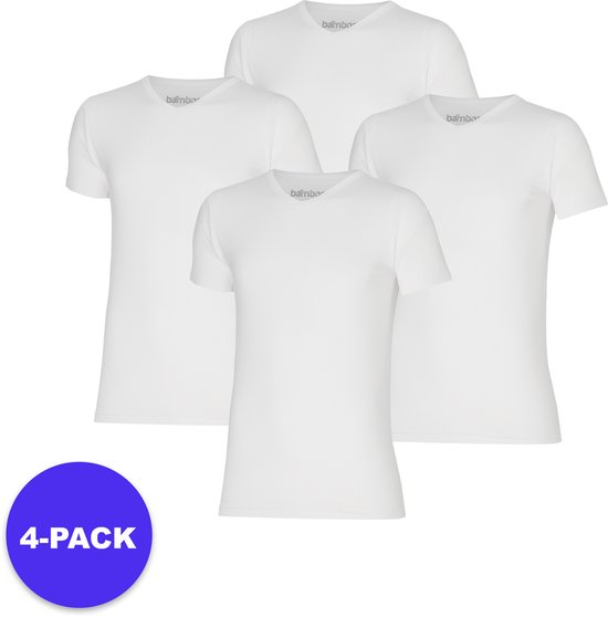 Apollo (Sports) - Bamboe T-Shirt Heren - V-Hals - Wit - Maat XXL - 4-Pack