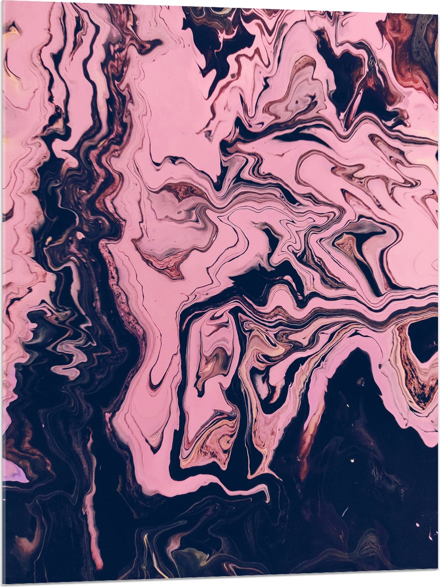 Acrylglas - Gemixte Verf in Roze en Blauwe Kleuren - 75x100 cm Foto op Acrylglas (Wanddecoratie op Acrylaat)