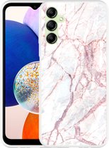 Cazy Hoesje geschikt voor Samsung Galaxy A14 4G/5G White Pink Marble