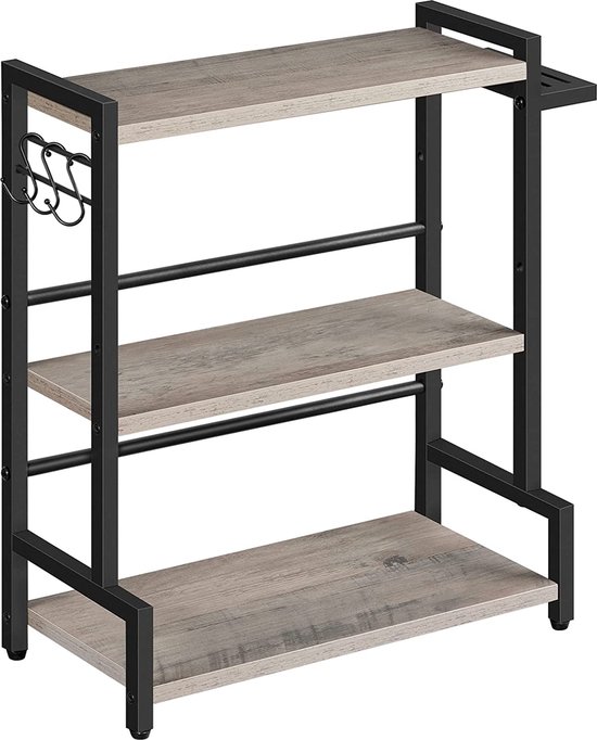 HOOBRO Kruidenrek, keukenrek, 3-traps draaibare kruidenstandaard, Keukenorganizer, Kruidenhouder, voor aanrecht, Make-uptafel, Eettafel, Rustiek Bruin en Zwart EBF05TL01