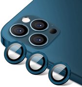 Set de 3 - Protecteur d'objectif d'appareil photo - Convient pour iPhone 12 Pro Max - Couvercle d'écran d'objectif en aluminium en Glas trempé de Premium - Accessoires de vêtements pour bébé adaptés pour iPhone 12 Pro Max - Blauw