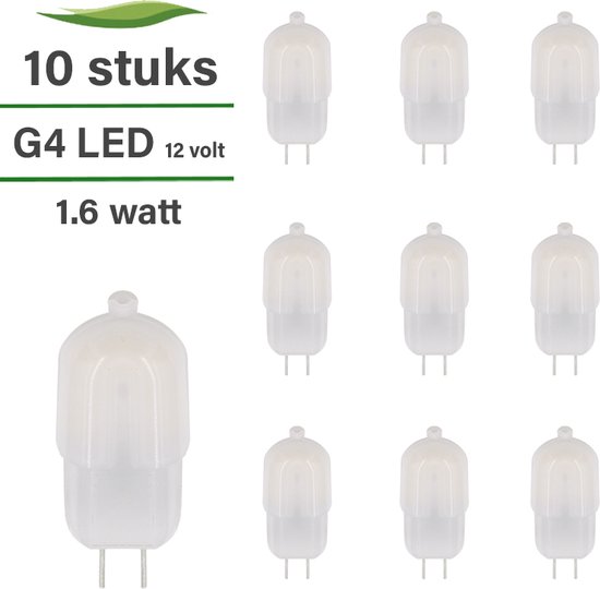 G4 LED lamp / GU4 LED - 10-pack - 12 volt - 1.6W - 2700K warm wit - 120 lumen - Vervangt 10W