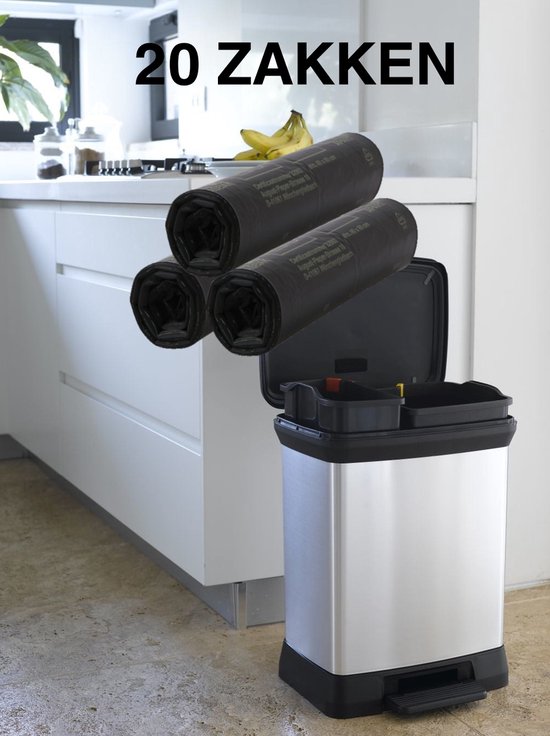 Sacs poubelles 20 x 30 - 40 litres, plastique noir, 50 x 90 cm de haut, grande