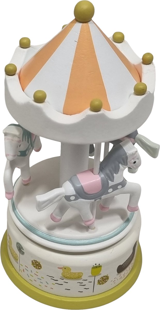 Playwood - Muziekdoos Carrousel Pastel met 3 Circus paardjes van PlayWood — afbeelding 3