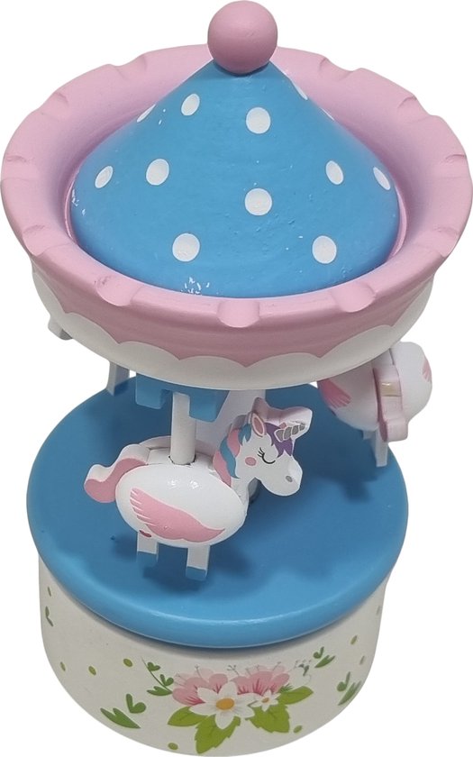 Playwood - Muziekdoos Carrousel met hangende paardjes - eenhoorn van PlayWood — afbeelding 3