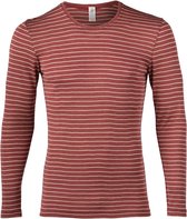 Engel Natur Heren Shirt Lange Mouw Zijde - Bio Merino Wol GOTS Koper Rood Gestreept 46/48M