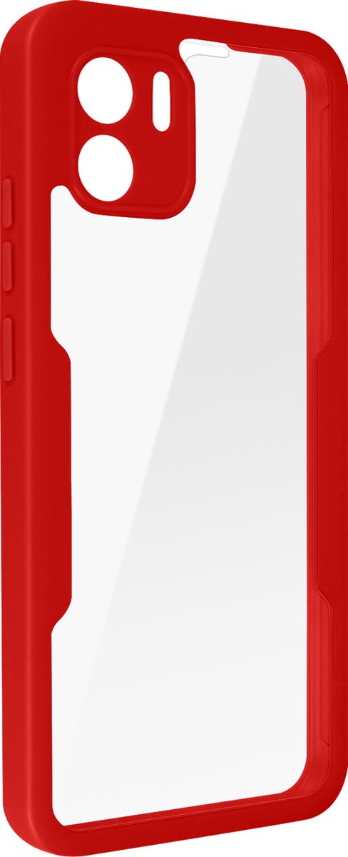 Geschikt voor Xiaomi Redmi A1/A2 integrale hoes Achterkant plexiglas omtrek rood